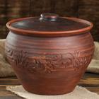 Горшок духовой "Круглый", декор, красная глина, 3.5 л, ручная работа - Фото 6