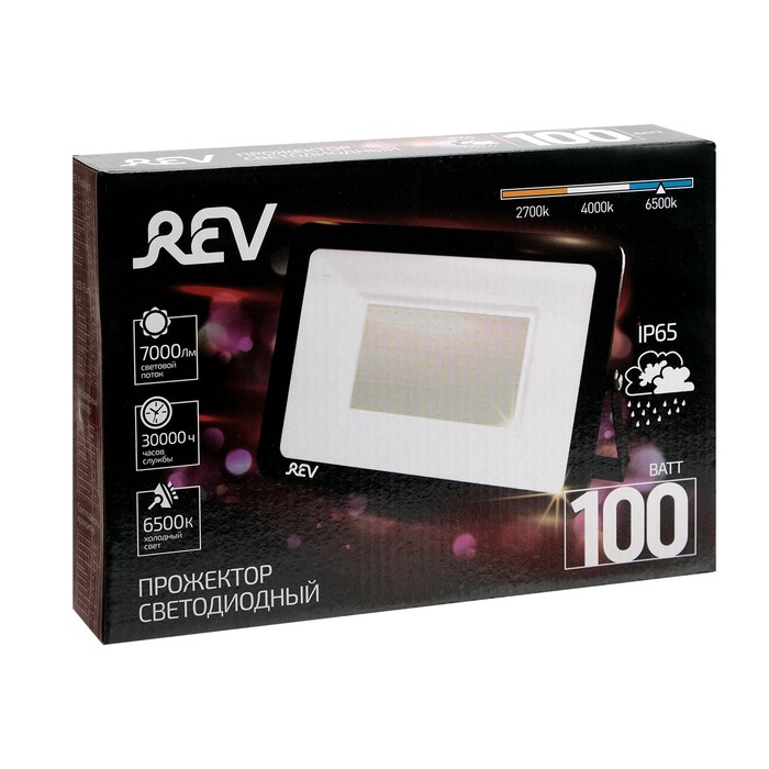 Прожектор светодиодный REV Ultra Slim, 100 Вт, 6500 К, 8000 Лм, IP65 - фото 1832683739