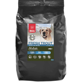 

Сухой корм Blitz Fresh Trout Low Grain для собак, низкозерновой, форель, 12 кг