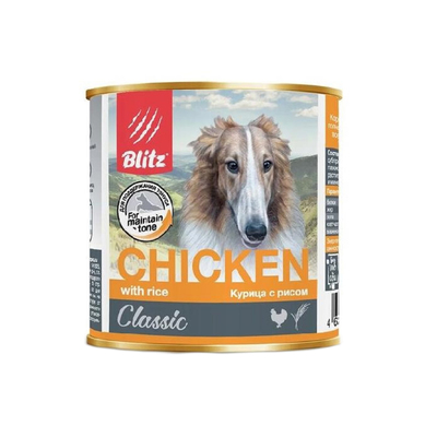 Влажный корм Blitz для собак, курица/рис+, 75 г