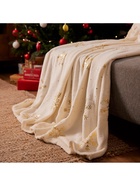 Плед «Этель. Золотые снежинки», 180×200 см, корал-флис, белый - Фото 8