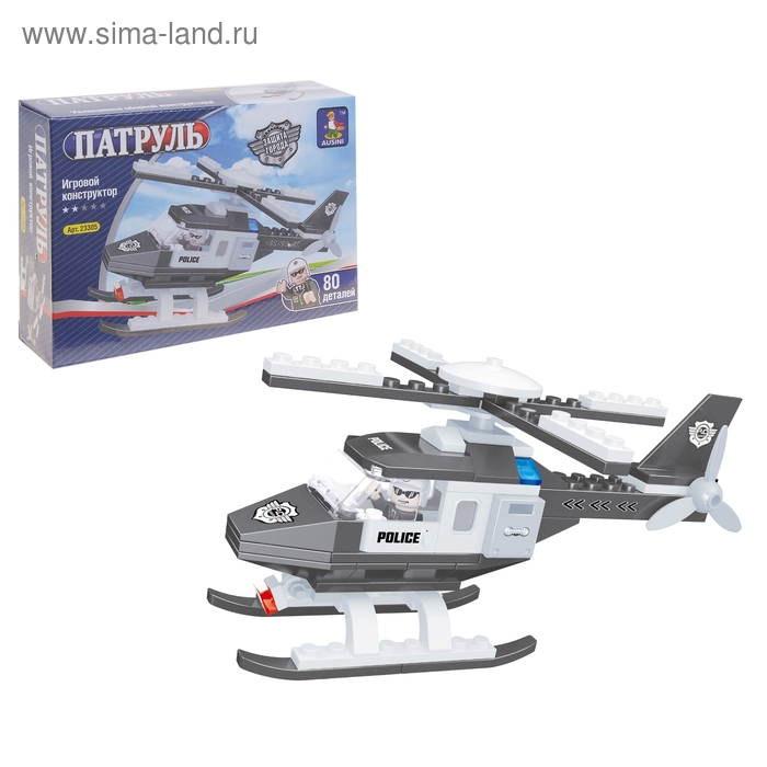 Конструктор Патруль "Вертолет", 80 деталей - Фото 1