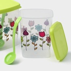 Банки для хранения сыпучих с ложками Доляна «Клумба», набор 3 шт., 250 мл, пластик, зелёные, рисунок МИКС - Фото 3