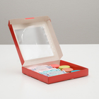 Коробка самосборная с окном UPAK LAND красная, 21 х 21 х 3 см - Фото 2
