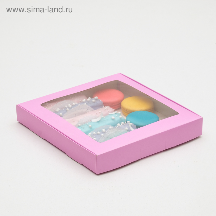 Коробка картонная UPAK LAND с окном ,сиреневая, 21 х 21 х 3 см - Фото 1
