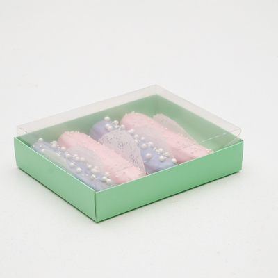 Коробка картонная с прозрачной крышкой, мятный, 13 х 16 х 4 см