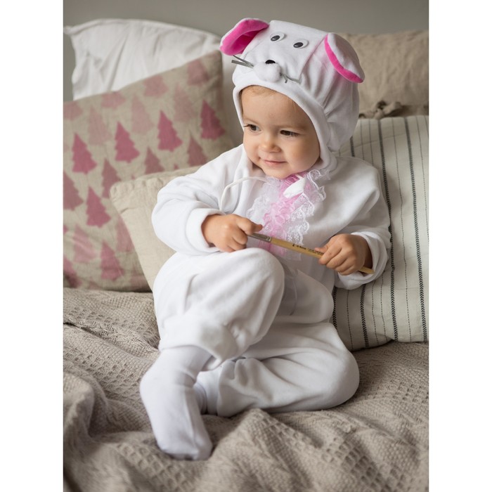 Карнавальный костюм для малышей «Мышка с декором», велюр, хлопок, рост 74-92 см - фото 1884973979