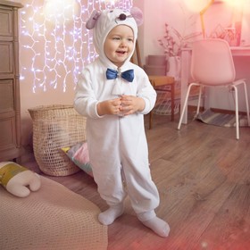 Карнавальный костюм для малышей «Мышонок с бабочкой», велюр, хлопок, рост 74-92 см
