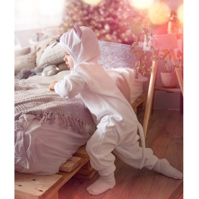Карнавальный костюм для малышей «Мышонок с бабочкой», велюр, хлопок, рост 74-92 см - фото 1884973986