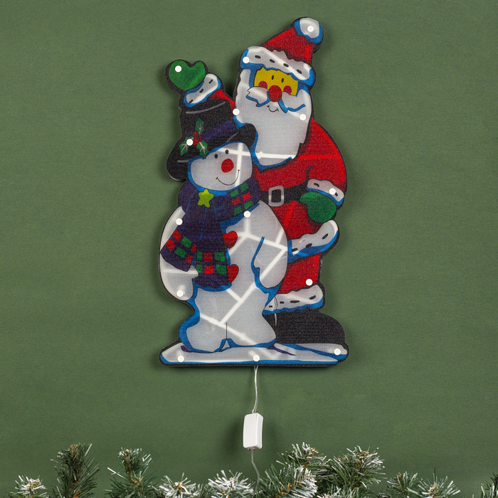 Светодиодная фигура «Дед Мороз и снеговик» 24 × 45 см, пластик, 220 В, свечение мульти (RG/RB) - фото 1908506917