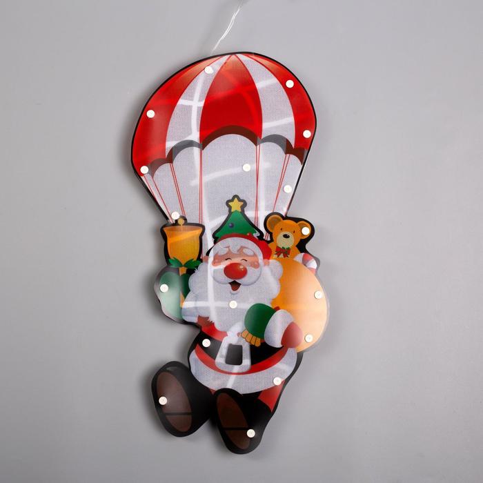 Светодиодная фигура «Дед Мороз на парашюте» 19 × 42 см, пластик, 220 В, свечение мульти (RG/RB) - фото 1889397249