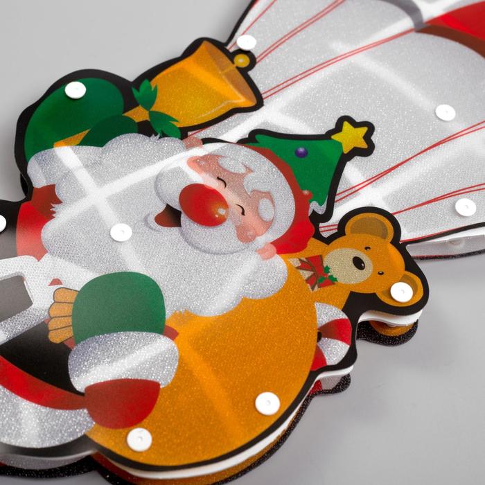 Светодиодная фигура «Дед Мороз на парашюте» 19 × 42 см, пластик, 220 В, свечение мульти (RG/RB) - фото 1889397250