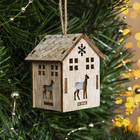 Ёлочная игрушка «Домик с оленем», 7х5х5 см, 1 LED, от батареек, свечение тёплое белое - Фото 2