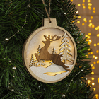 Ёлочная игрушка «Бегущий олень», 12×13×1 см, 4 LED, от батареек, свечение тёплое белое - Фото 1