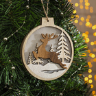 Ёлочная игрушка «Бегущий олень», 12×13×1 см, 4 LED, от батареек, свечение тёплое белое - Фото 2