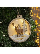 Ёлочная игрушка «Величавый олень в лесу», 12×13×1 см, 4 LED, от батареек, свечение тёплое белое - Фото 4