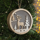 Ёлочная игрушка «Олень в лесу», 11×11×3 см, 4 LED, от батареек АААх2, свечение тёплое белое - Фото 2