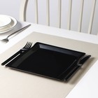 Тарелка пластиковая одноразовая 3 в 1: тарелка, вилка, нож, квадратная, черная - фото 298253309