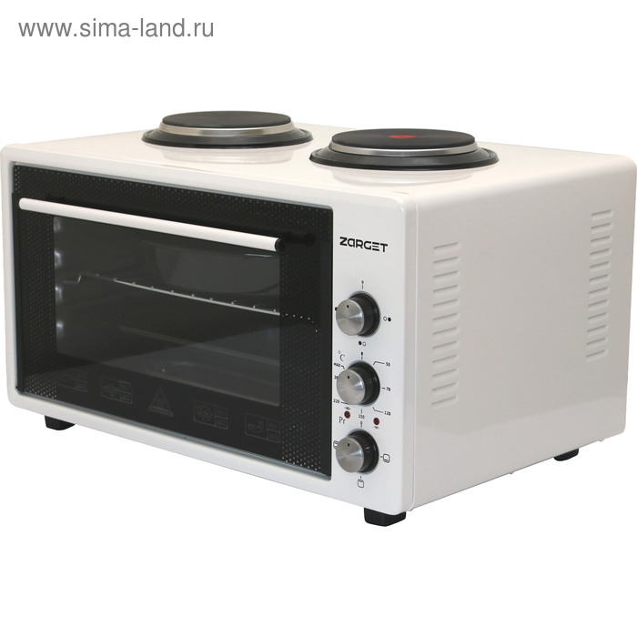 Мини-печь Zarget ZMO 3655WH, 3800 Вт, 36 л, макс. 300 °С, +2 конфорки, белая - Фото 1