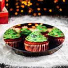 Подставка стеклянная для торта вращающаяся Доляна «Сладкие ёлочки», d=32 см - Фото 1