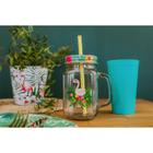 Кружка Доляна «Фламинго», 450 мл, 10×7.5×13 см, с крышкой и трубочкой, стекло, прозрачная, разноцветная - Фото 8