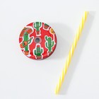 Банка с крышкой и трубочкой Доляна «Лама», 450 мл, 10×7.5×13 см, стекло, прозрачная, разноцветная - Фото 4