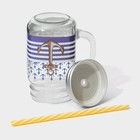 Кружка Доляна «Моряк», 450 мл, 10×7.5×13 см, стекло, с крышкой и трубочкой, прозрачный - Фото 6