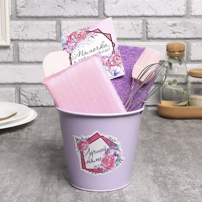 Кухонный набор «Доляна» Sweet home: полотенце, кухонная лопатка, кисть, венчик, губка - Фото 1