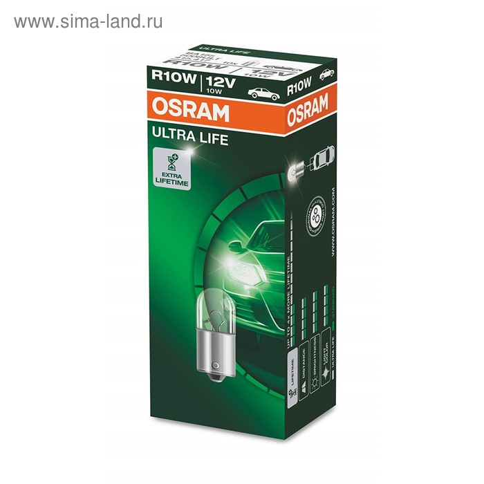 Лампа автомобильная Osram Ultra Life, R10W, 12 В, 10 Вт, 5008ULT - Фото 1