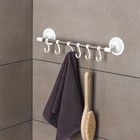 Держатель для полотенец на присосках, 6 подвижных крючков 46×4,7×8 см, цвет белый - фото 54707056