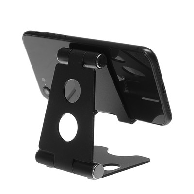 Подставка для телефона, регулятор наклона, разъем для провода, металл, черная