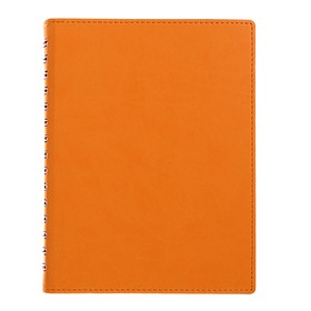 Бизнес-блокнот А5, 120 листов на гребне "Оранжевый", искусственная кожа, прошивка, в индивидуальной упаковке
