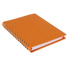 Бизнес-блокнот А5, 120 листов на гребне "Оранжевый", искусственная кожа, прошивка, в индивидуальной упаковке - Фото 2