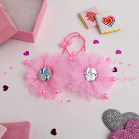 Резинка для волос "Маленькая модница" (цена за пару) переливы цветка, розовый
