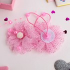 Резинка для волос "Маленькая модница" (цена за пару) цветок с бусинами, розовый - Фото 2