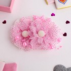 Резинка для волос "Маленькая модница" (цена за пару) цветок с бусинами, розовый - Фото 3