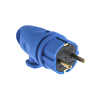 Вилка переносная угловая с кольцом В16-002, 16 А, 250 В, IP44, с заземлением, каучук, синяя - Фото 1