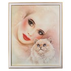 Картина "Девушка с котом" 35х28 (38х31)см - фото 3190648