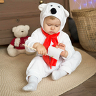 Карнавальный костюм для малышей «Белый медвежонок» с красным шарфом, велюр, хлопок, рост 74-92 см - фото 318254084