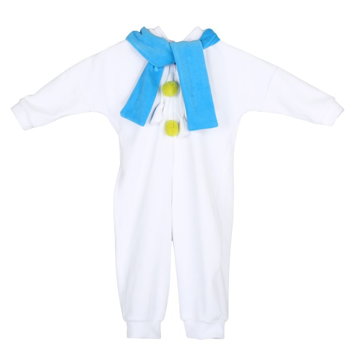 Карнавальный костюм для малышей «Медвежонок белый» с голубым шарфом, велюр, хлопок, рост 74-92 см - фото 1884974373