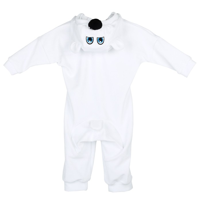 Карнавальный костюм для малышей «Медвежонок белый» с голубым шарфом, велюр, хлопок, рост 74-92 см - фото 1884974374