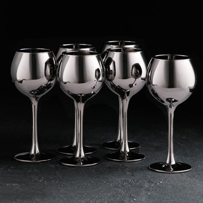 Набор бокалов для вина «Серебро», 280 мл, 6 шт, цвет серебряный