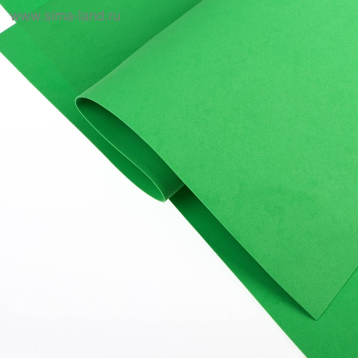 Фоамиран  50х50 см, 1 мм  цв.ярко-зеленый - Фото 1