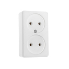 Розетка «Элект» РА 16-008, 16 А, 250 В, двухместная, открытая, белая - Фото 1