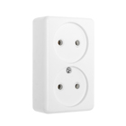 Розетка «Элект» РА 16-009, 250 В, 16 А, открытая, двухместная, с монтажной панелью, белая - Фото 1