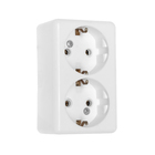 Розетка «Элект» РА 16-011, 16 А, 250 В, двухместная, открытая, с заземлением, белая - Фото 1