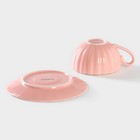 Чайная пара фарфоровая Доляна «Вивьен», 2 предмета: чашка 200 мл, блюдце d=15 см, цвет розовый - Фото 4