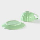 Чайная пара фарфоровая Доляна «Вивьен», 2 предмета: чашка 200 мл, блюдце d=15 см, цвет зелёный - фото 4290054