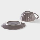 Чайная пара фарфоровая Доляна «Вивьен», 2 предмета: чашка 200 мл, блюдце d=15 см, цвет серый - Фото 4