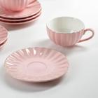 Сервиз фарфоровый чайный Доляна «Вивьен», 12 предметов: 6 чашек 200 мл, 6 блюдец d=15 см, цвет розовый - Фото 2